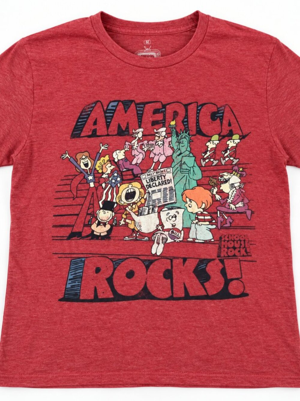 Schoolhouse Rock America Rocks Graphic T-Shirt Red Menโs Medium